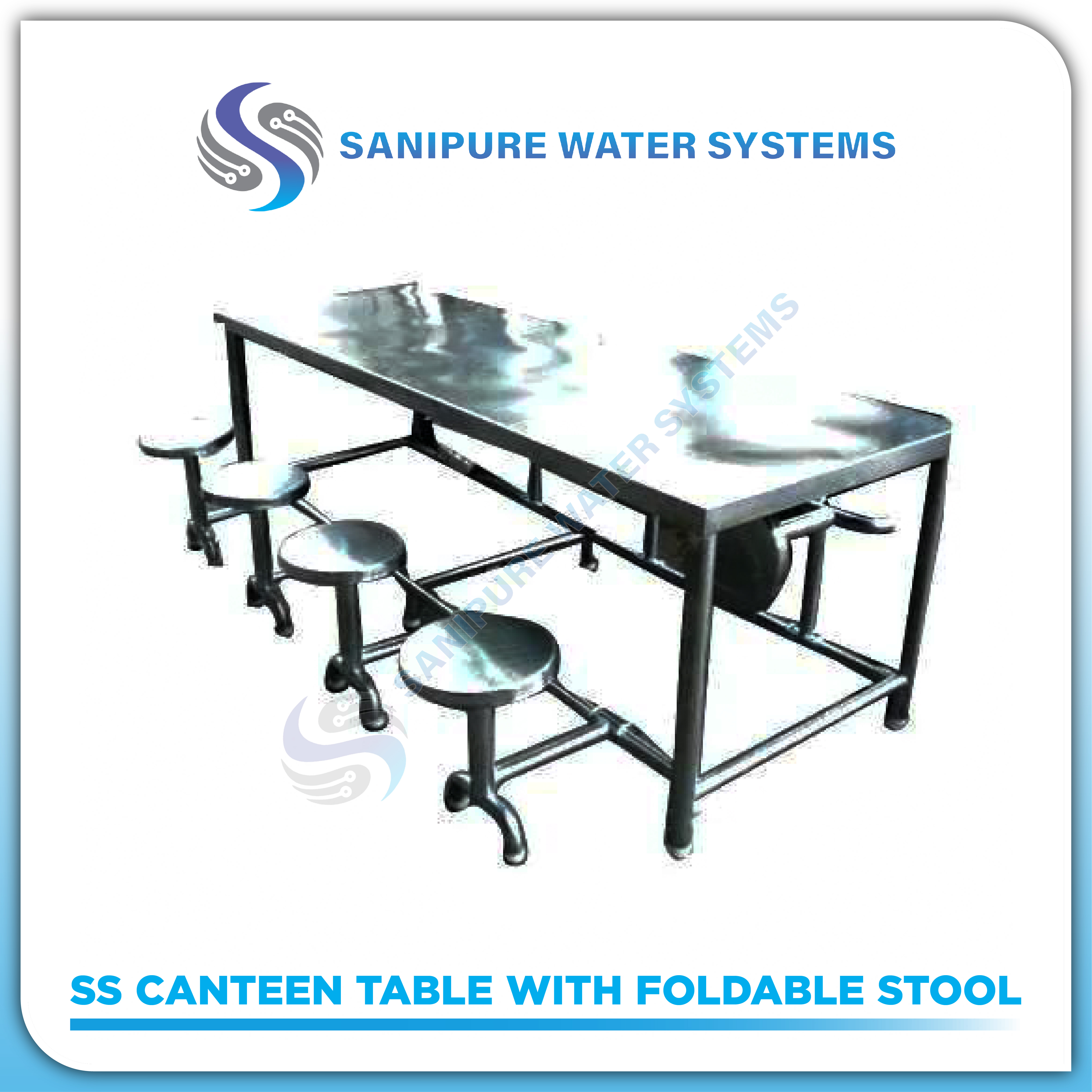 SS Canteen Table with Foldable Stool